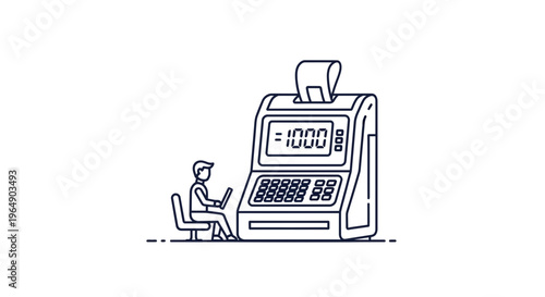 Financial transaction processing operations with a person managing a digital register and