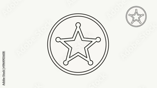 Sheriff Badge Icon Simple Line Art Design.
