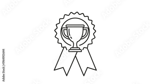 Trophy Icon with Ribbon and Badge.