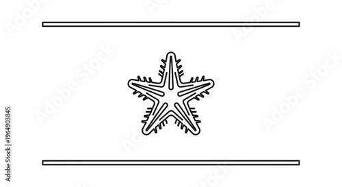 Minimalist black and white starfish icon representing marine life and oceanic nature artwork