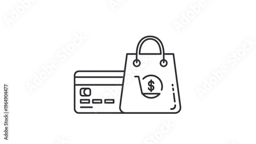 Shopping Bag and Credit Card Illustration.