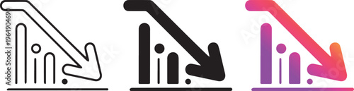 decline graph icon set
