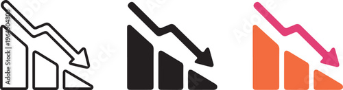 unique decline graph icon bundle