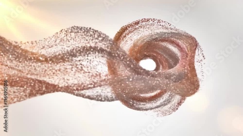 A swirling, abstract depiction of a reddish-brown, sparkly, fluid-like object