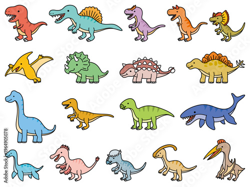 かわいい恐竜のイラストセット02