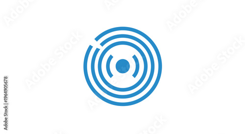 Blue concentric circles graphic design element.