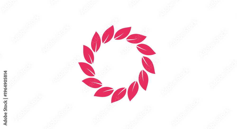 Fototapeta premium Red leaf circular decorative symbol logo.