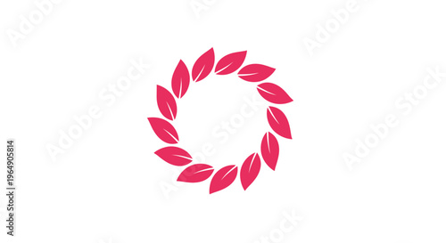 Red leaf circular decorative symbol logo.