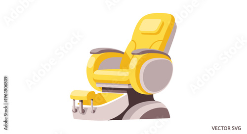 Modern Yellow Pedicure Massage Chair Isolated on White Background