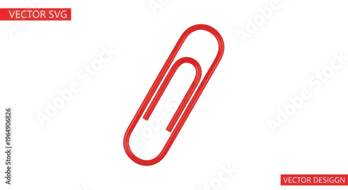 Red Paperclip - Simple Office Supply for Organization and Documents