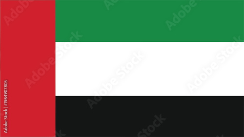 Official National Flag of United Arab Emirates Isolated on White Background for Professional Design Use