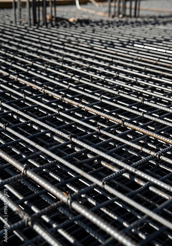 Steel reinforcement grid for concrete construction
