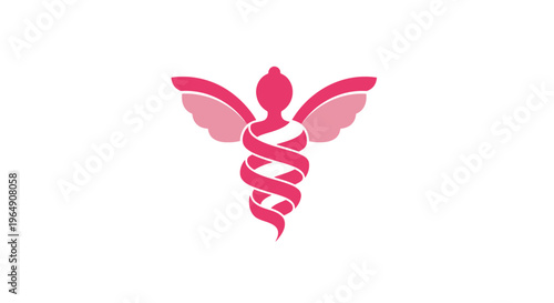Pink Medical Symbol with Wings Logo.