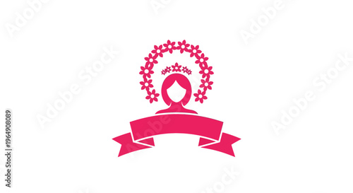 Pink Ribbon Logo With Stars.