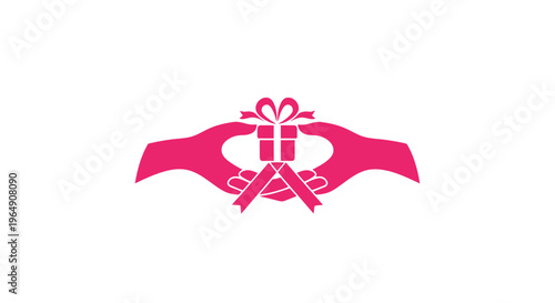Pink ribbon with bow and scissors.