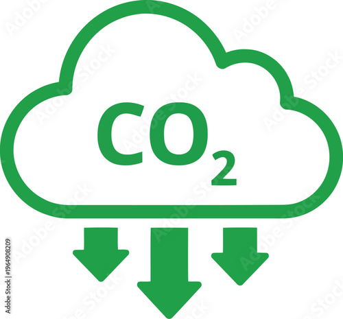 Green Carbon Dioxide Reduction Icon Representing Environmental Sustainability and Climate Change Mitigation Strategy Concept Design