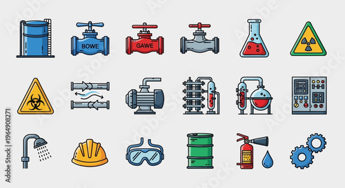 Collection of industrial and safety equipment icons