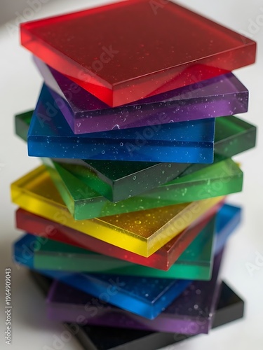 Vibrant Transparent Acrylic Stack, A Captivating Display of Color and Light