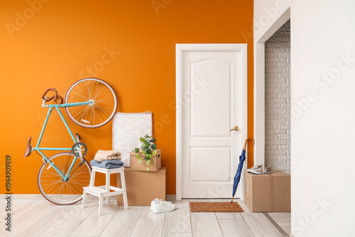 Cardboard boxes with stool ...