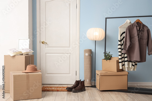 Clothes rack with cardboard...