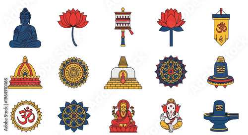 Spiritual Icons: Buddha, Lotus, Om, Mandala, Ganesha, Shiva, Stupa