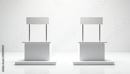 Promotion trade counter stand mockup for design, branding, marketing projects. Point-of sale isolated on white background