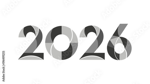 3D Rendered Numbers 2026 on White.