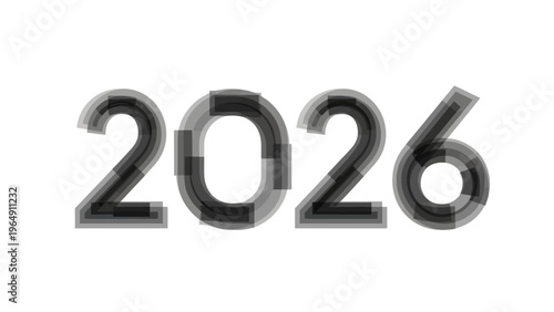 Metallic Numbers 2026 on White Background.