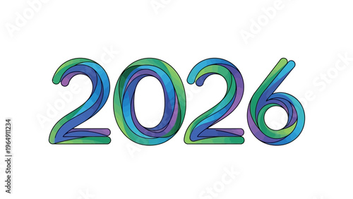 Colorful 2026 Numbers with Rainbow Effect.