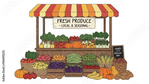 Fresh Fruit and Vegetable Market Stall.