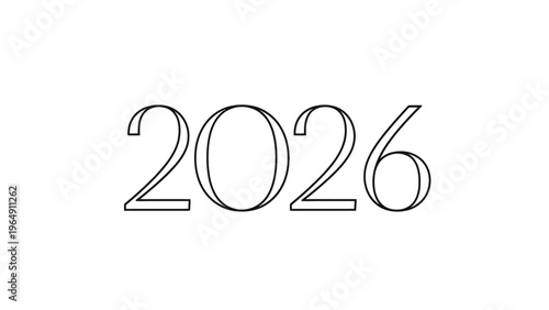 Simple Black Outline of 2026 Numbers.