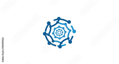 Blue molecular structure graphic design element.
