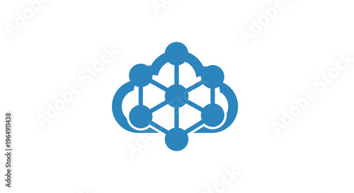 Blue molecular structure logo symbol.