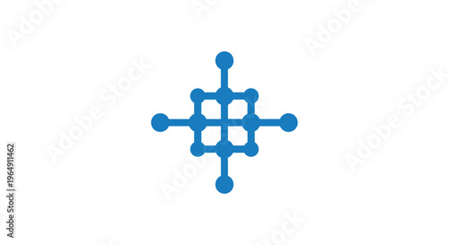 Blue molecular structure model graphic.