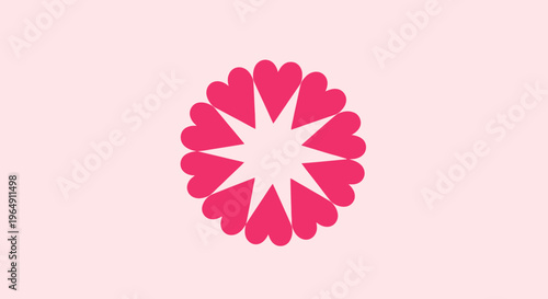 Pink Heart Shaped Flower Design.