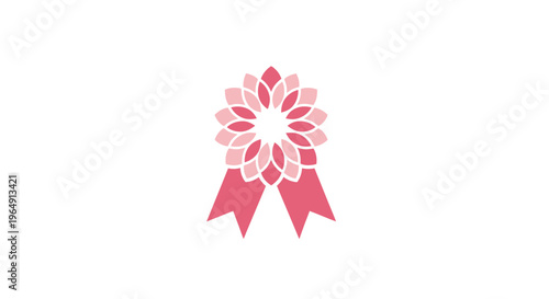 Photos Pink Flower Shaped Award Ribbon Symbol.
