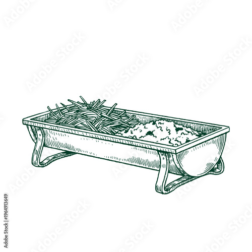 Livestock Feed Trough Farm Feeding Container Illustration