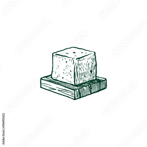 Butter Block Dairy Farm Product Illustration