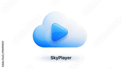 Sleek cloud storage and media playback icon representing digital content delivery services and online streaming platforms with modern design
