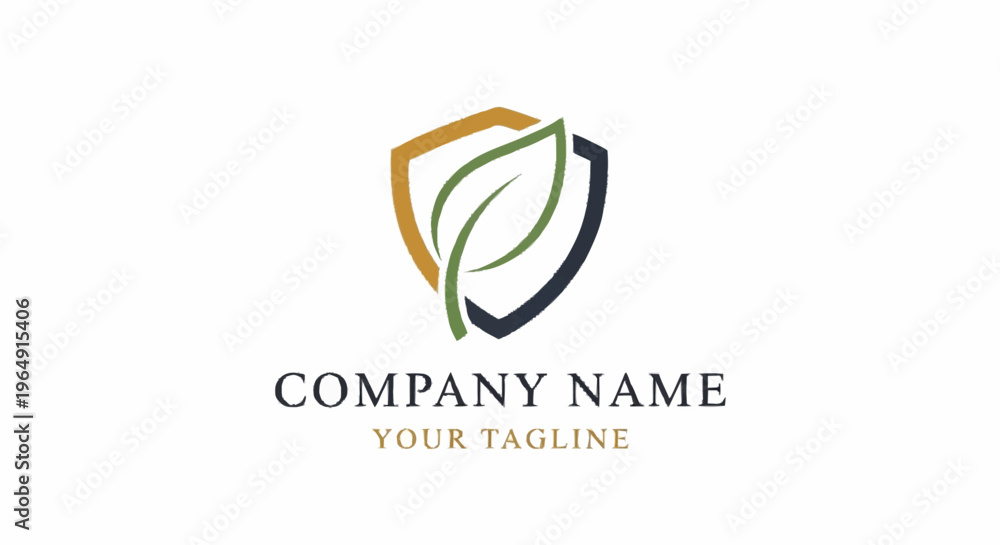 Fototapeta premium Company logo template with leaf and shield.