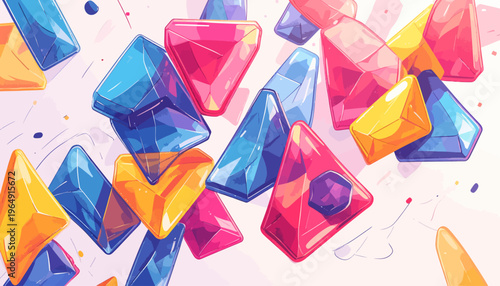 Vibrant colorful gems spill out in a joyful chaotic pile on a surface