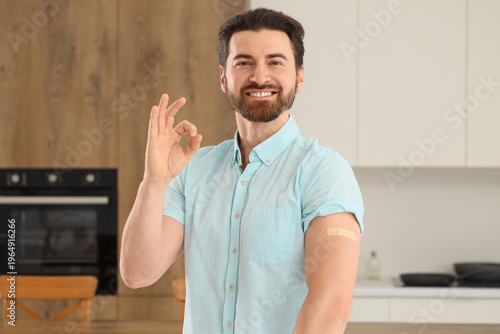 Young man with applied medi...