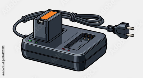 Black Battery Charger with Orange Details.