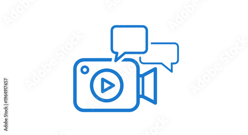 Video Camera with Speech Bubbles Icon.