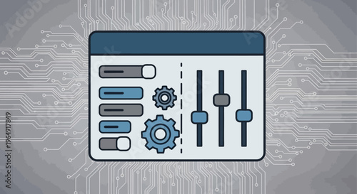 Settings panel with gears and sliders.