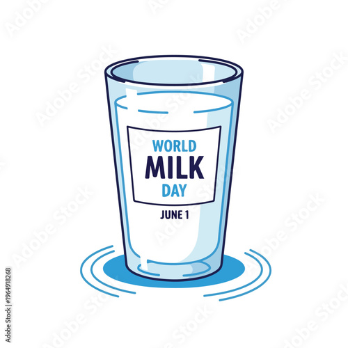 Milk Day Illustration Showing Glass of Milk June 1