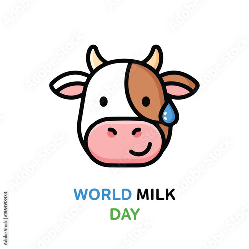 Milk Day Cute Cartoon Cow Smiling and Celebrating