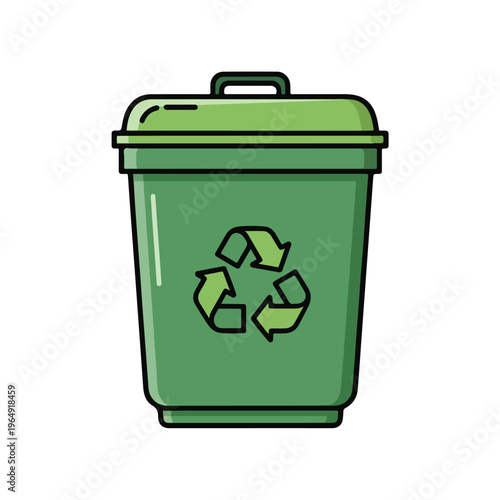 Recycle Bin Green with Recycling Symbol Illustration