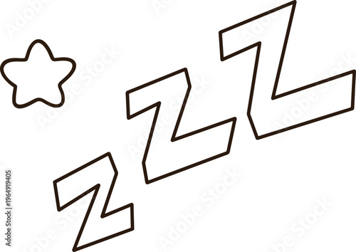 Hand drawn zzz sleeping bubble with small star cute doodle line art icon for sticker and design