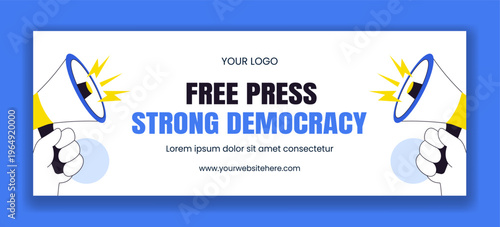World Press Freedom Day Social Media Cover Flat Cartoon Hand Drawn Background